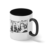 Nana Anime Osaki Manga Black Stones Blast Blanca taza de café con RIM Negro y manija Mug