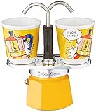 Bialetti Mini Express color amarillo, cafetera + 2 vasos